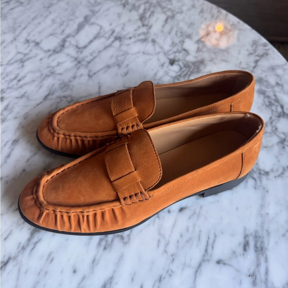 Jenni Kayne Dylan Brown Leather Shoes in Box with Beige Dust Bag